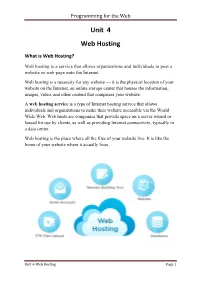 Unit 4 Web Hosting