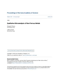 Qualitative Microanalysis of Non-Ferrous Metals