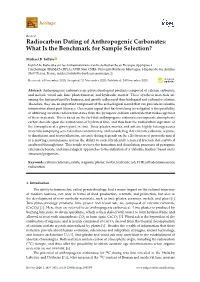 Radiocarbon Dating of Anthropogenic Carbonates: What Is the Benchmark for Sample Selection?