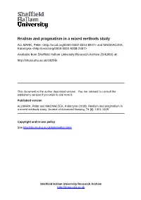 Realism and Pragmatism in a Mixed Methods Study
