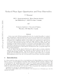 Reduced Phase Space Quantization and Dirac Observables