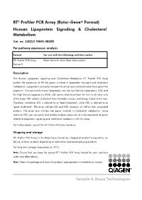 RT² Profiler PCR Array (Rotor-Gene® Format) Human Lipoprotein Signaling & Cholesterol Metabolism