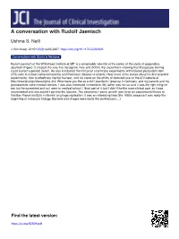 A Conversation with Rudolf Jaenisch