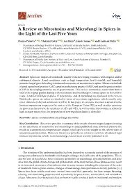 A Review on Mycotoxins and Microfungi in Spices in the Light of the Last Five Years