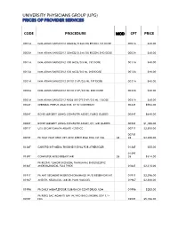 Code Procedure Cpt Price University Physicians Group