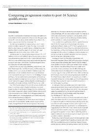 Comparing Progression Routes to Post-16 Science Qualifications