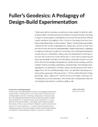 Fuller's Geodesics: a Pedagogy of Design-Build Experimentation