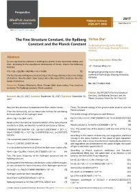 The Fine Structure Constant, the Rydberg Constant and the Planck