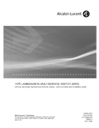 1675 Lambdaunite Multiservice Switch (Mss) Optical Network Navigation System (Onns) – Applications and Planning Guide