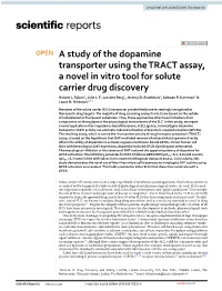 A Study of the Dopamine Transporter Using the TRACT Assay, a Novel in Vitro Tool for Solute Carrier Drug Discovery Hubert J