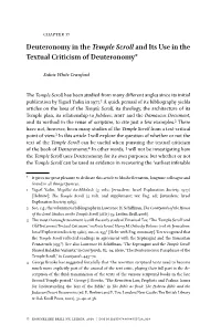 Deuteronomy in the Temple Scroll and Its Use in the Textual Criticism of Deuteronomy*