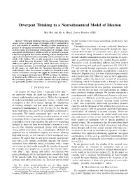 Divergent Thinking in a Neurodynamical Model of Ideation