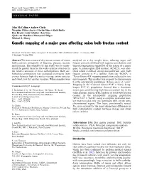 Genetic Mapping of a Major Gene Affecting Onion Bulb Fructan Content