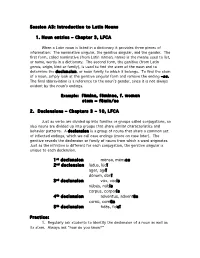 Introduction to Latin Nouns 1. Noun Entries – Chapter 3, LFCA Example