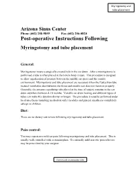 Myringotomy Post-Operative Instructions