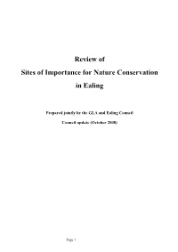 Review of Sites of Importance for Nature Conservation in Ealing