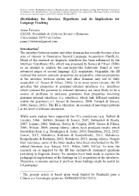 Thinking the Interface Hypothesis and Its Implications for Language Teaching