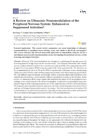 A Review on Ultrasonic Neuromodulation of the Peripheral Nervous System: Enhanced Or Suppressed Activities?