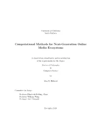 Computational Methods for Next-Generation Online Media Ecosystems