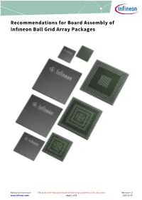 Recommendations for Board Assembly of Infineon Ball Grid Array Packages
