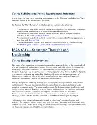 Strategic Thought and Leadership Course Description/Overview