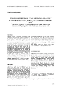 Branching Pattern of Fetal Internal Iliac Artery Rev Arg De Anat Clin; 2010, 2 (3): 100-105 ______