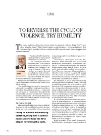 Ethics-To Reverse the Cycle of Violence Try Humility