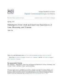 Maladaptive Grief: Irish and American Experiences of Loss, Mourning, and Trauma
