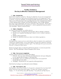 Positive Guidance: the Key to Effective Classroom Management