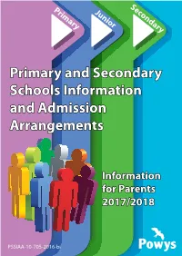 Primary and Secondary Schools Information and Admission Arrangements