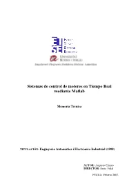 Sistemas De Control De Motores En Tiempo Real Mediante Matlab