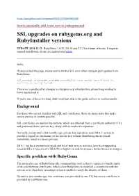 SSL Upgrades on Rubygems.Org and Rubyinstaller Versions