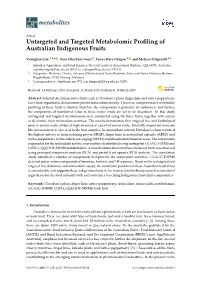 Untargeted and Targeted Metabolomic Profiling of Australian
