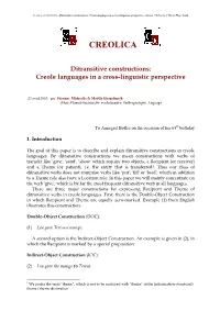 Ditransitive Constructions: Creole Languages in a Cross-Linguistic Perspective