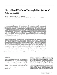 Effect of Road Traffic on Two Amphibian Species of Differing Vagility