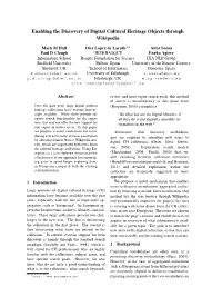 Enabling the Discovery of Digital Cultural Heritage Objects Through Wikipedia