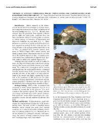 JAROSITE in ANCIENT TERRESTRIAL ROCKS: IMPLICATIONS for UNDERSTANDING MARS DIAGENESIS and HABITABILITY. S.L. Potter-Mcintyre1 and T.M