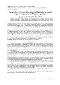 Sonographic Evaluation of the Amniotic Fluid Index in Normal Singleton Pregnancies in a Nigerian Population