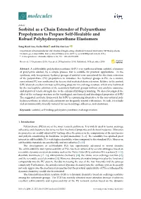 Sorbitol As a Chain Extender of Polyurethane Prepolymers to Prepare Self-Healable and Robust Polyhydroxyurethane Elastomers