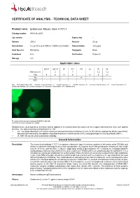 Certificate of Analysis – Technical Data Sheet