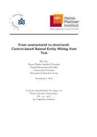 Context-Based Named Entity Mining from Text