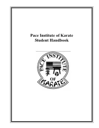 Pace Karate Student Handbook