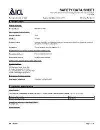 SAFETY DATA SHEET This Safety Data Sheet Was Created Pursuant to the Requirements Of: US OSHA