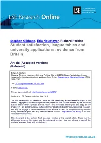 Student Satisfaction, League Tables and University Applications: Evidence from Britain