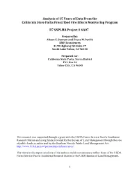 Analysis of 15 Years of Data from the California State Parks Prescribed Fire Effects Monitoring Program