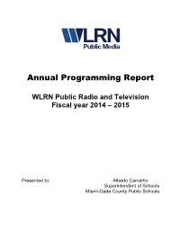 Annual Programming Report
