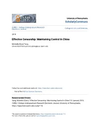 Effective Censorship: Maintaining Control in China