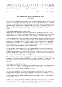 ISU World Cup Speed Skating Series 2016/17 Please Refer to And