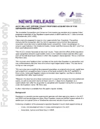 ACCC Will Not Oppose Coles' Proposed Acquisition of Five
