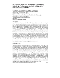 An Example of the Use of Standard Flammability Criteria for Performance Analysis of Materials: Polycarbonate and PMMA
